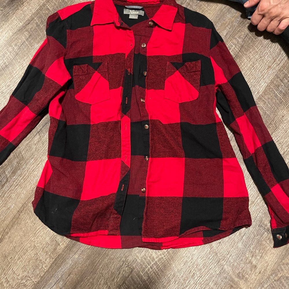 Maurices Red and Black Checkered Shirt